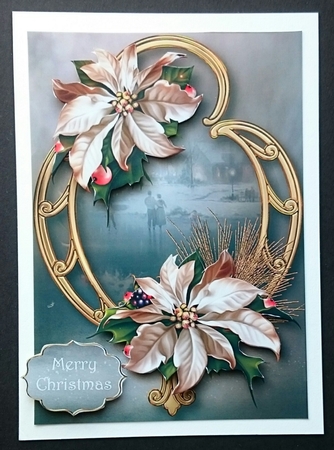 White Poinsettias on Golden Frame A5 by Sue Soules