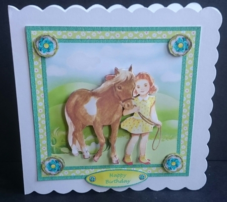 Girl & Pony Card Mini Kit & Decoupage by Sue Soules