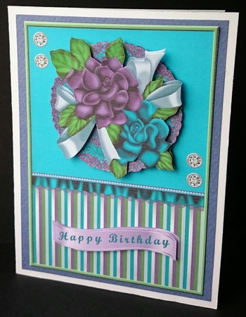 Teal & Purple Rose Card Front by Sue Soules