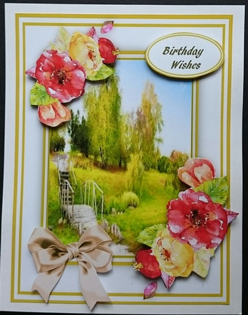 A5 Lovely Garden Scene with Roses by Sue Soules