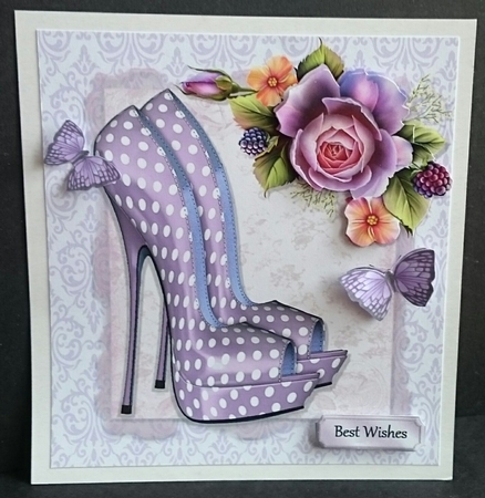Beautiful Lilac Polka Dot Shoe 8x8 by Sue Soules