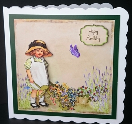 Vintage girl multi purpose card with decoupage by Sue Soules