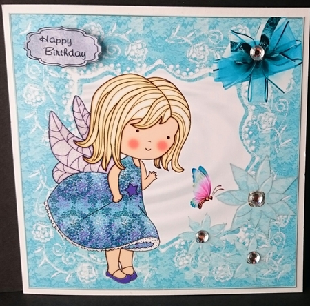 Izzy butterfly fairy card by Sue Soules