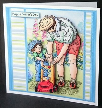 DADDYS LITTLE HELPER MOWING THE LAWN 7.5 Decoupage Mini Kit by Sue Soules