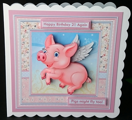 PIGS MIGHT FLY 8x8 Female Humorous Decoupage Mini Kit  by Sue Soules