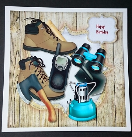 Male card Topper Outdoor Camping by Sue Soules