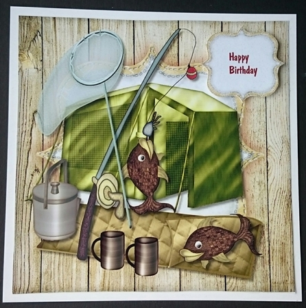 Male card Topper Outdoor camping & Fishing by Sue Soules