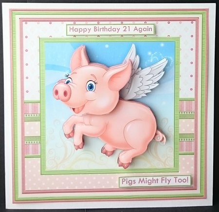 PIGS MIGHT FLY Male Version 8x8 Humorous Decoupage Mini Kit by Sue Soules