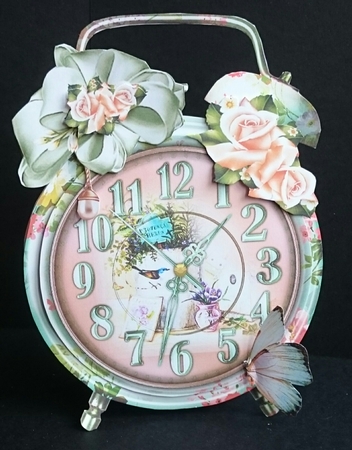 Vintage Clock with Peach Roses Card Mini Kit by Sue Soules