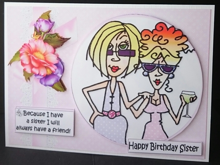 Rita and J.J sisters and friends quick card by Sue Soules