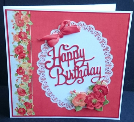 Poppy Card front with decoupage by Sue Soules