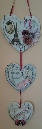 Shabby Chic Hanging Hearts Trio - Parisienne Rose by Sue Soules