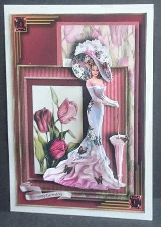 Victorian Lady in the Tulips Card Topper 3 by Sue Soules