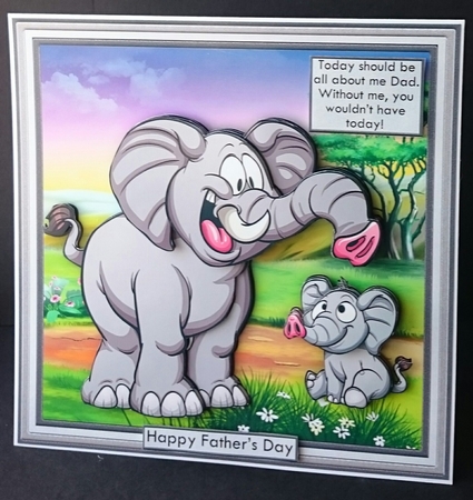 I LOOK UP TO YOU Elephant and Son 8x8 Decoupage Mini Kit by Sue Soules
