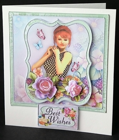 Romantic Roses Best Wishes Card Topper by Sue Soules