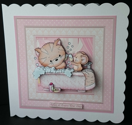 BATHTIME KITTY 8x8 Decoupage Mini Kit by Sue Soules