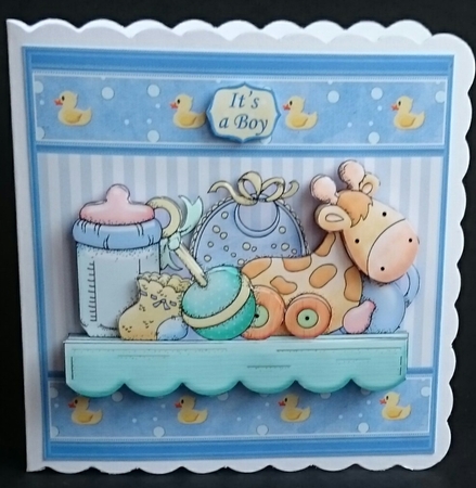 BABY BOY SHELF 7.5 New Baby Decoupage Mini Kit by Sue Soules