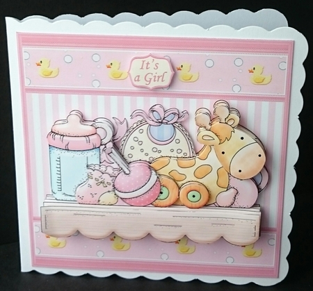 BABY GIRL SHELF 7.5 New Baby Decoupage Mini Kit by Sue Soules
