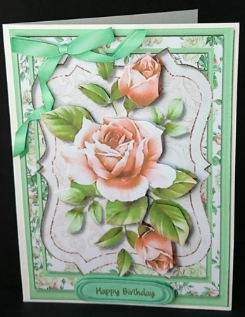 Beautiful Peach roses on a Bracket mat  by Sue Soules
