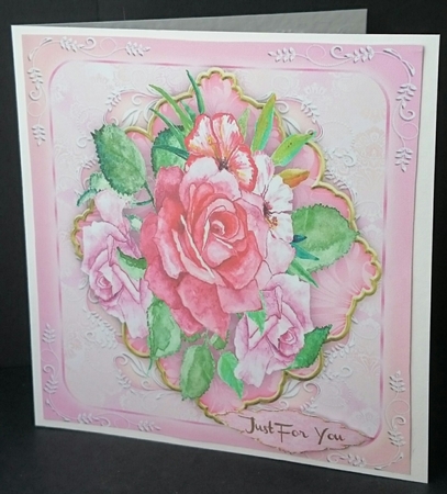 Stunning Roses on a Swirl Mat  by Sue Soules