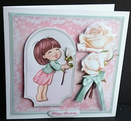 Happy Girl With Roses Large Card Kit by Sue Soules