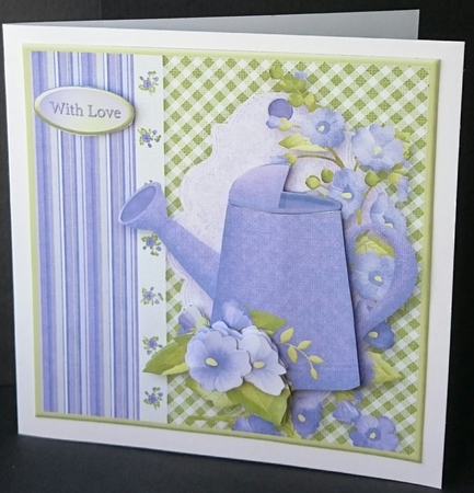Watering Can Decoupage Card Front by Sue Soules