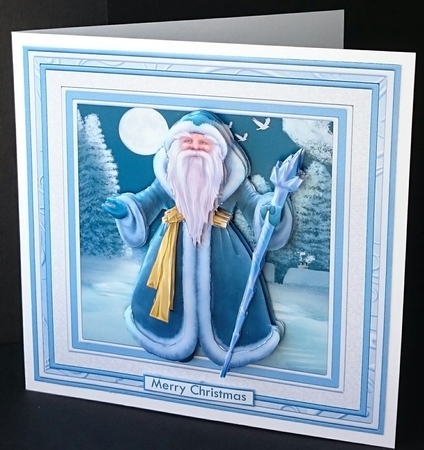 CHRISTMAS TRADITIONAL SANTA BLUE 8x8 Decoupage Mini Kit by Sue Soules