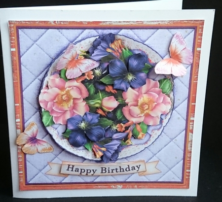Lace and Flowers Rose Mallow card topper kit 907 by Sue Soules