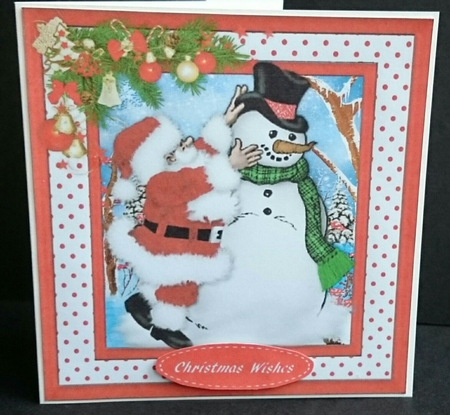 Santa Dressing the Snowman  by Sue Soules
