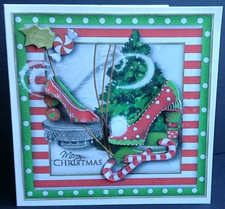 Stunning Christmas Shoes Card Topper by Sue Soules
