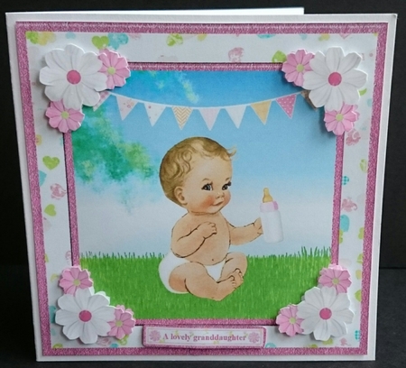 New Baby Girl Card Topper & Decoupage by Sue Soules