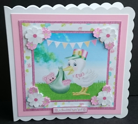 New Baby Girl Card Topper & Decoupage by Sue Soules