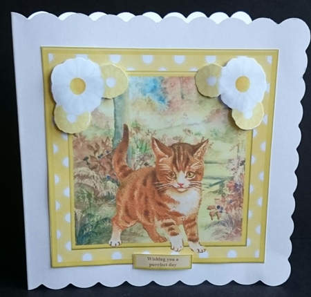 Wishing you a purrfect day card topper & decoupage by Sue Soules