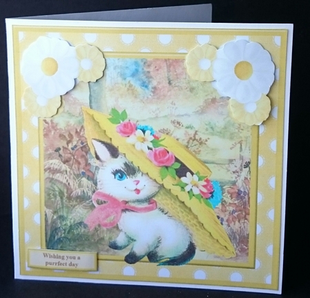 Wishing you a purrfect day card topper & decoupage by Sue Soules