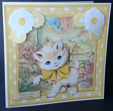 Wishing you a purrfect day card topper & decoupage by Sue Soules