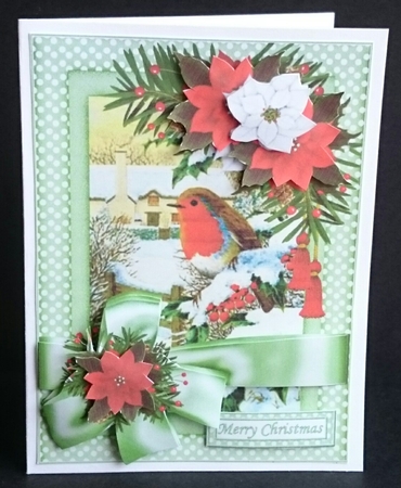 Ribbon wrap Christmas robin by Sue Soules