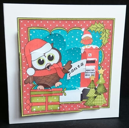 Christmas Little Hoot Owl Posts a Letter to Santa Shell Edged Stacker by Sue Soules