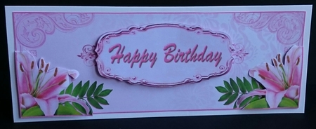 Lily corner happy birthday DL card by Sue Soules