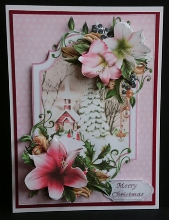 beautiful pink Christmas choice of scenes mini kit by Sue Soules