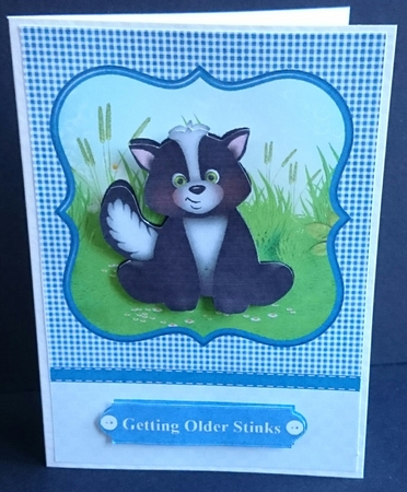 Getting older stinks - skunk card topper & decoupage - choice of ages by Sue Soules