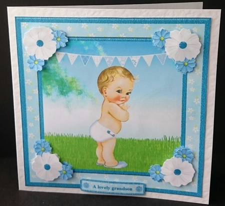 New Baby Boy Card Topper & Decoupage by Sue Soules
