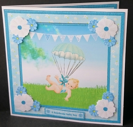 New Baby Boy Card Topper & Decoupage by Sue Soules