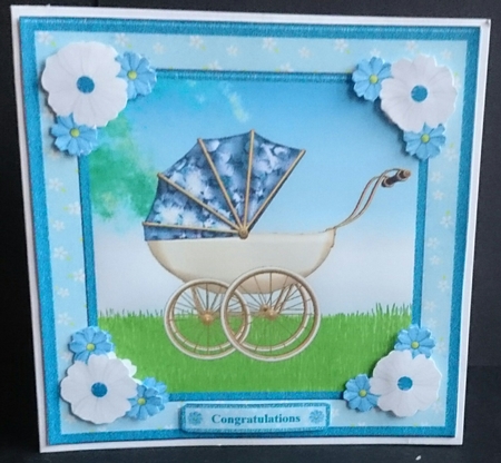 New Baby Boy Card Topper & Decoupage by Sue Soules