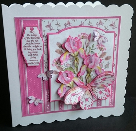 IRIS & BUTTERFLIES Pink 8x8 Floral Decoupage Mini Kit by Sue Soules