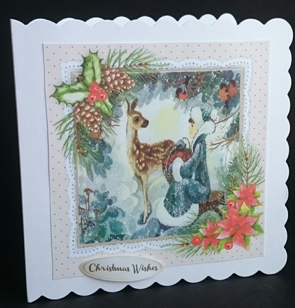 Vintage Girl and Christmas Deer by Sue Soules