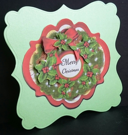 Wreath 1 - Traditional Holly & Pinecones - Shaped Topper by Sue Soules