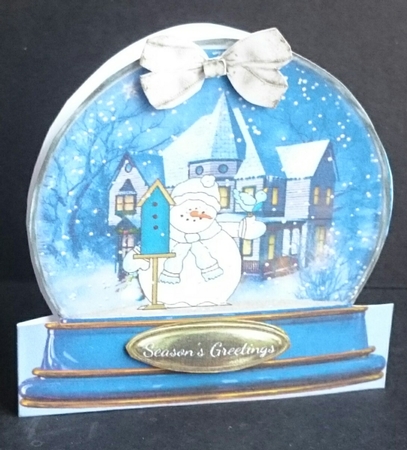 SNOW GLOBE SNOWMAN QUICK CHRISTMAS CARD by Sue Soules