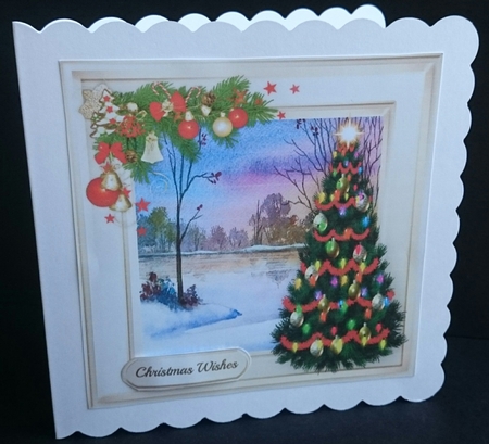 Beautiful Christmas Scene on Gold Frame  by Sue Soules