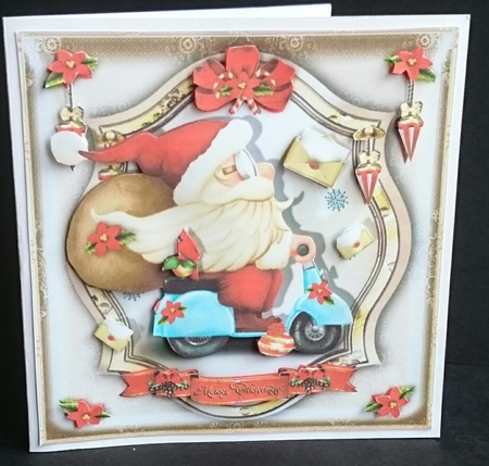 Santa Claus Riding on a Vespa with Letters by Sue Soules