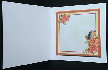 Wreath 2 - Traditional Christmas Robin & Poinsettias - Quick Card Insert by Sue Soules